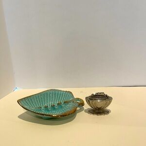 Vintage USA Turquoise Ashtray & ASA Silver Lighter
